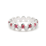 Elegant Lab-Grown Diamond & Ruby Band Ring